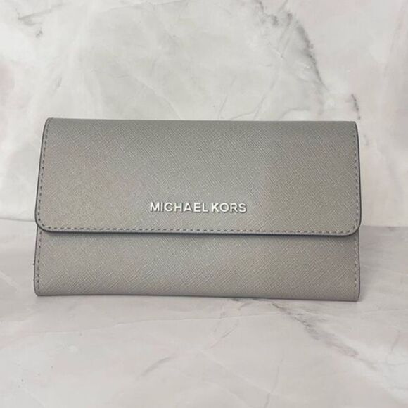 Michael Kors Trifold Wallet Pearl Gray - Picture 1 of 8